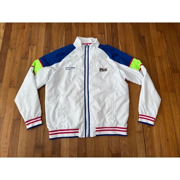 FILA Other - FILA Spellout Men's SONY Open Tennis White Full Zip Jacket Mesh Lined Size XL